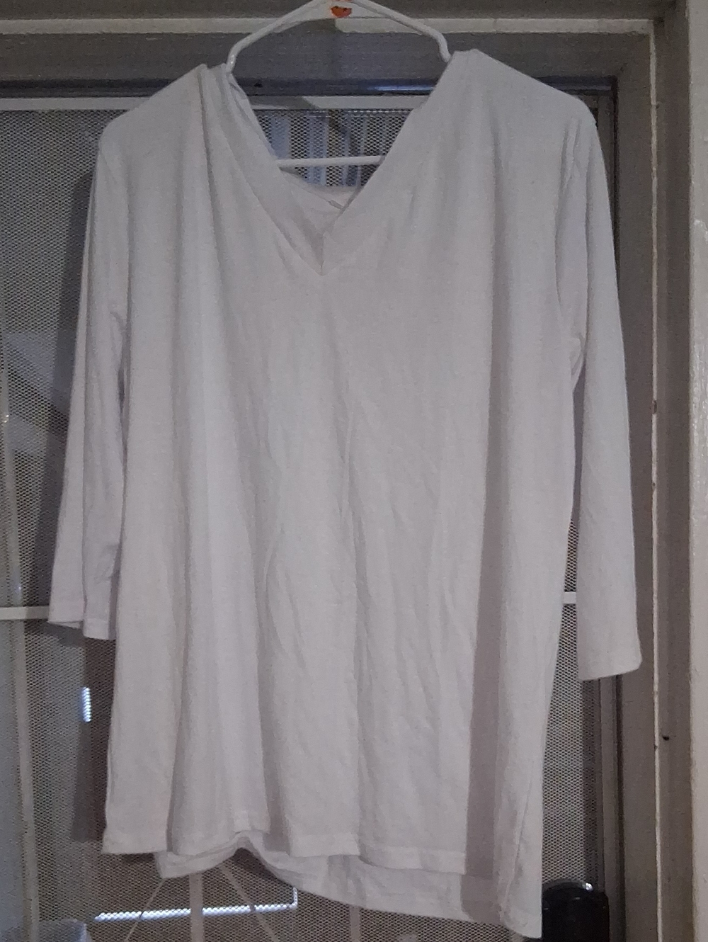 White V-Neck Long Sleeve Women's Top